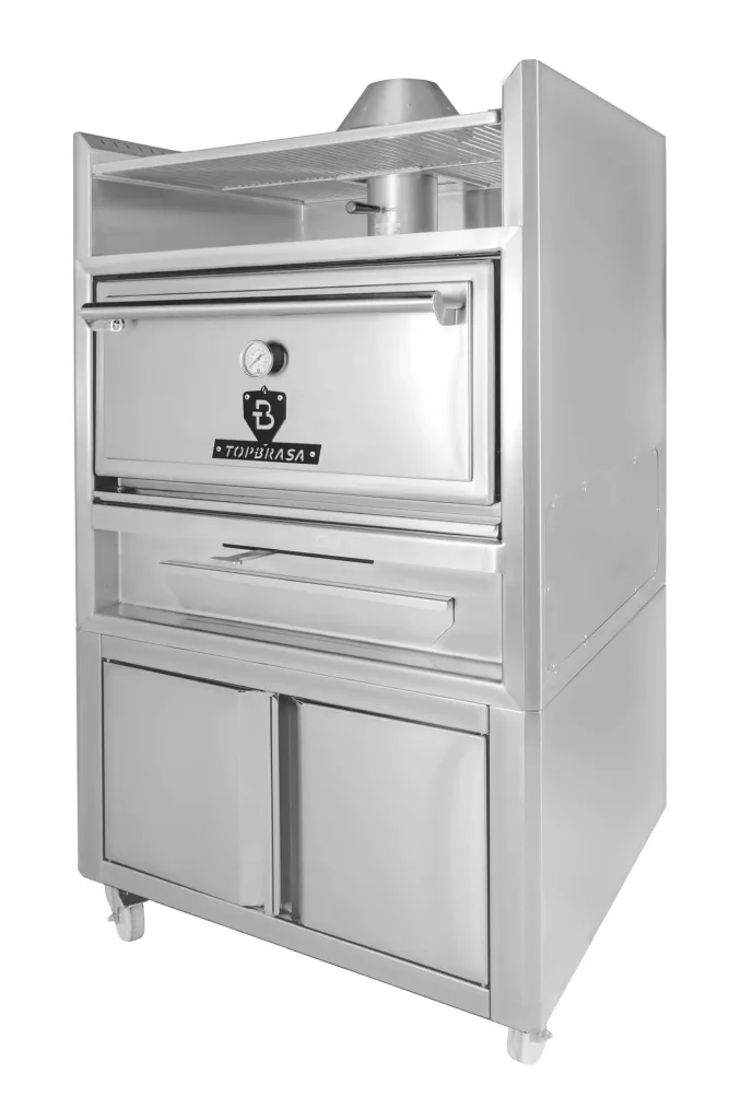 Horno Brasa Profesional BR120 con cajón y ruedas acero inoxidable
