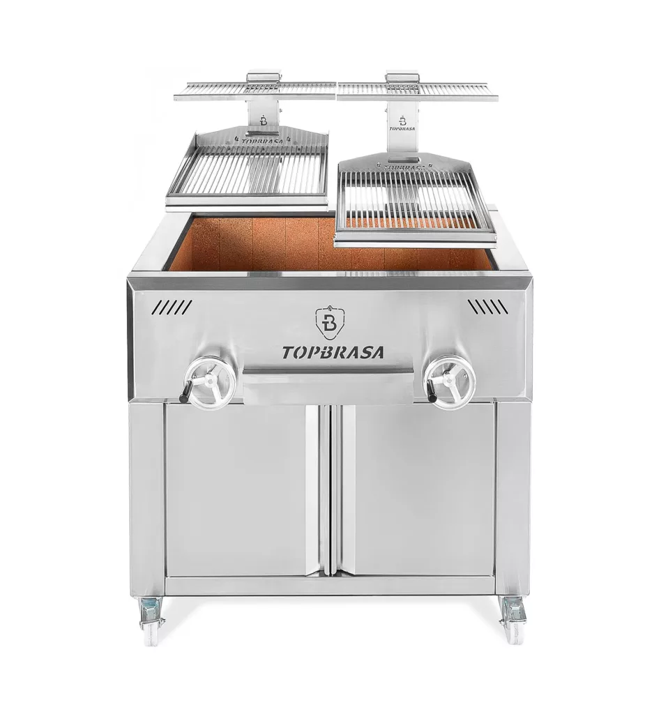 Professional Basque grill PV110C 2 arms with drawer and wheels