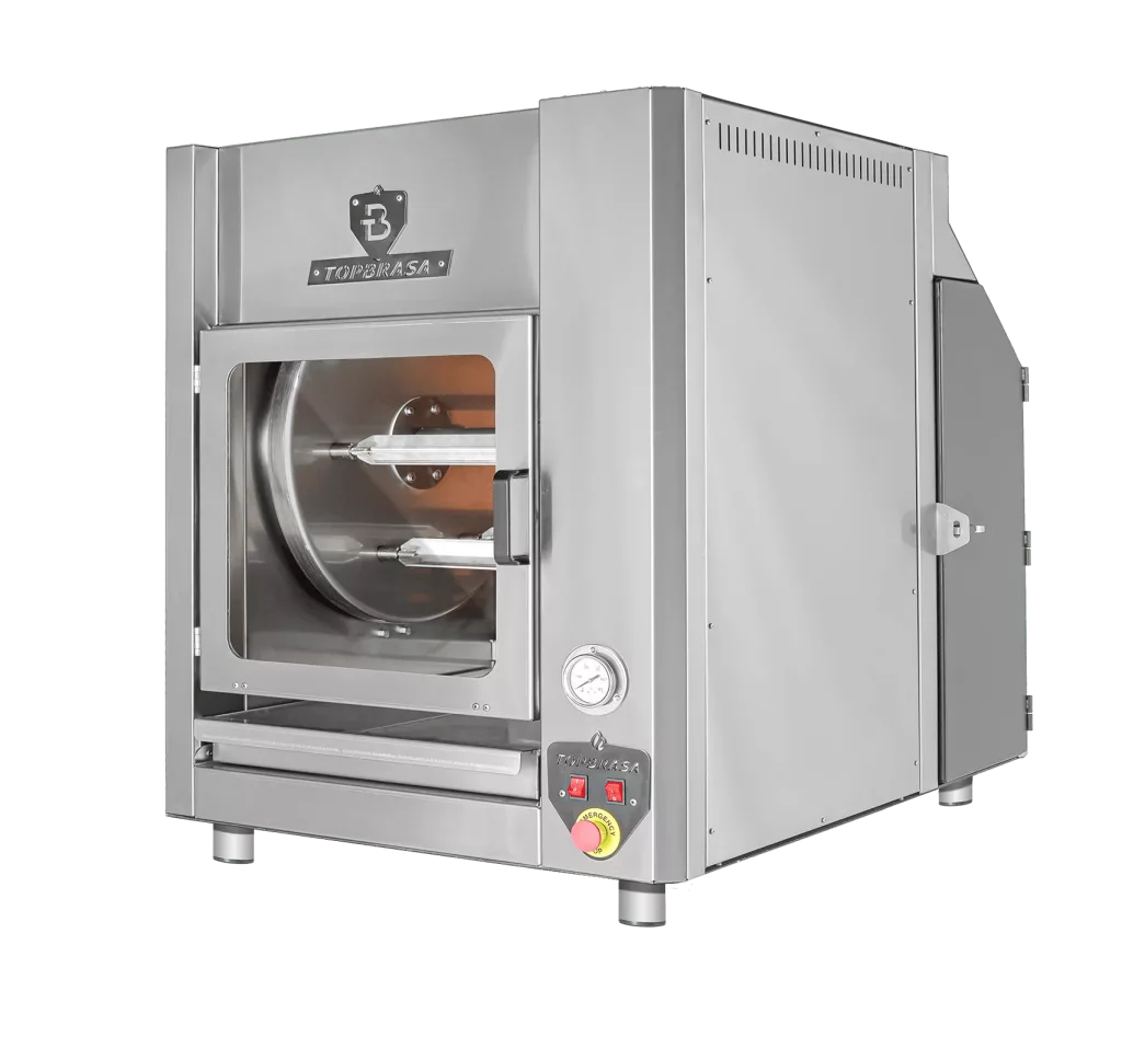 maquina horno asador pollos b12 brasa leña carbon sobremesa inox
