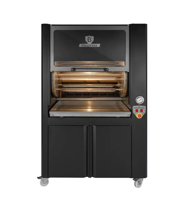 maquina horno asador pollos b24 brasa leña carbon negro
