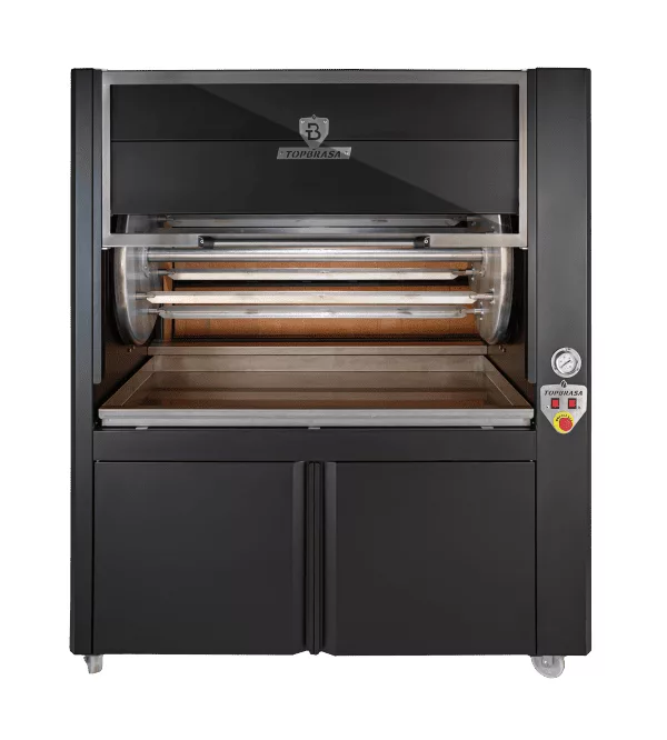 maquina horno asador pollos b42 brasa leña carbon negro