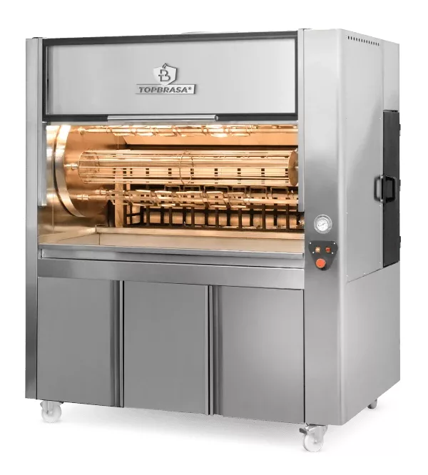 maquina horno asador pollos b42 brasa leña carbon inox